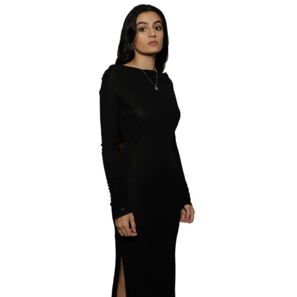 Versace Spring 2018 Ready to Wear Black Cowl Neck Dress with Head Scarf Sz 40 - Picture 5 of 5